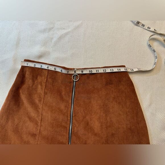 Popular basics juniors zip front brown corduroy mini skirt size XL - Picture 5 of 7